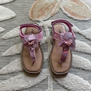 Steve Madden Kids Glittery Pink Flower Sandals 🌸